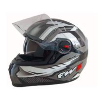 Capacete Moto Fechado GTN Fox Grafite/Cinza Viseira Cristal Inmetro Tamanhos 56 58 60 - FW3