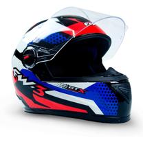 Capacete Moto Fechado GTN Super Viseira Cristal Azul/Branco Brilhante Inmetro Tamanho 56 - FW3