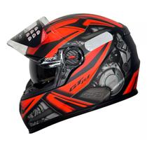 Capacete Moto Fechado GTX R1 Viseira Cristal Preto Fosco com Vermelho Inmetro Tamanho 58 - FW3 Capacete Moto Fechado GTX R1 Viseira Cristal Preto Fosco com Vermelho Inmetro Tamanho 58 - FW3