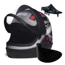 Capacete Moto Fechado Integral San Marino Masculino Feminino Motoboy Motociclista Motoqueiro Viseira Fumê Narigueira