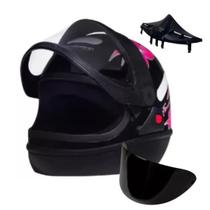 Capacete Moto Fechado Integral San Marino Masculino Feminino Motoboy Motociclista Motoqueiro Viseira Fumê Narigueira