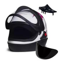 Capacete Moto Fechado Integral San Marino Masculino Feminino Motoboy Motociclista Motoqueiro Viseira Fumê Narigueira