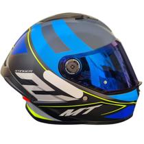 Capacete Moto Fechado Mt Stinger 2 Poun B6 Fosco + Vis Azul