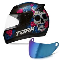 Capacete Moto Fechado Pro Tork Evolution G7 Mexican Skull Fosco + Viseira Colorida