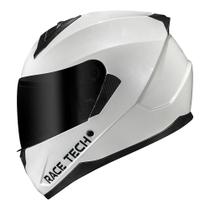 Capacete Moto Fechado Race Tech Monocollor Branco White