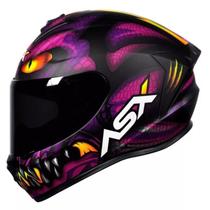 Capacete moto feminino asx draken raptor fosco preto roxo 58/m