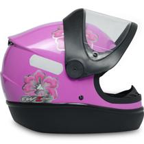 Capacete Moto Feminino Fechado Automatic Rosa com Flores - Diversos Tamanhos - FW3 Capacete Moto Feminino Fechado Automatic Rosa com Flores - Diversos Tamanhos - FW3