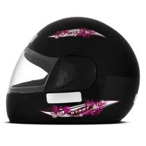 Capacete Moto Feminino Fechado Confortável Mixs Start For Girls Mulheres Com Viseira Transparente