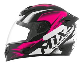 Capacete Moto Feminino Fechado Mixs Mx2 Fokker Storm Esportivo Preto Rosa