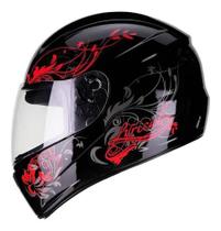 Capacete Moto Feminino Fly F-9 Lyrical Preto Vermelho