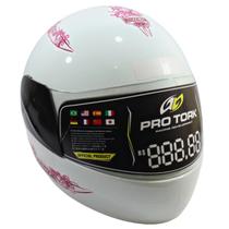 Capacete Moto Feminino Integral Fechado Branco Mixs Girls 58 - Pro Tork