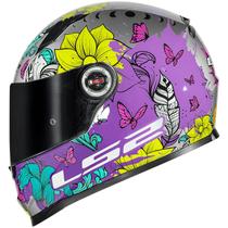 Capacete Moto Feminino Ls2 FF358 Dreamcatcher Prata Roxo
