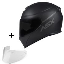 Capacete Moto Feminino Masculino Asx Eagle Preto fosco + Viseira extra Fume