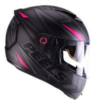 Capacete Moto Feminino Peels Icon Fast Preto Fosco Rosa Com Óculos Solar Interno