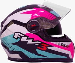 Capacete moto fw3 fechado gtx com oculos interno e bavete 60