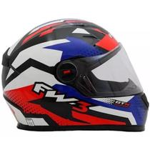 Capacete Moto Fw3 Gtx Super Com Óculos Vermelho Azul Branco