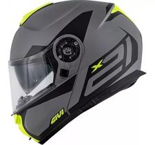 Capacete Moto Givi X21 Spirit Cinza Amarelo Matt Articulado