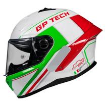 Capacete moto gp tech pilot gp italy branco verde vermelho bandeira italia