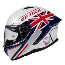 Capacete moto gp tech pilot gp uk azul vermelho bandeira reino unido
