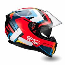 Capacete Moto Gp Tech Ultra Sv Fusion V2 Integral Fechado Vermelho e Azul