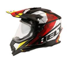 Capacete Moto Helt 632A Cross Vision Glass Drakar Branco/Vermelho C/ Óculos Interno Fumê Capacete Moto Helt 632A Cross Vision Glass Drakar Branco/Vermelho C/ Óculos Interno Fumê