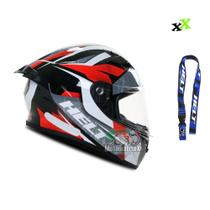 Capacete moto Helt Polar Aero preto vermelho branco