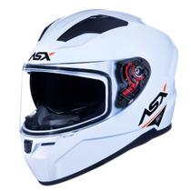 Capacete Moto Integral Fechado ASX City Sv Solid Com Óculos Solar Interno Branco Brilho