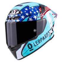 Capacete Moto Kyt Tt Revo Leopard Americas Azul Brilhante