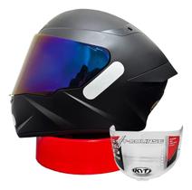 Capacete Moto Kyt Ttcourse Plain Mat Black Viseira Camaleão
