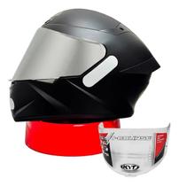 Capacete Moto Kyt Ttcourse Plain Matt Black Viseira Prata