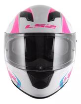 Capacete Moto Ls2 Ff320 Stream Velvet Branco Rosa Feminino