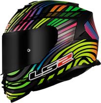 Capacete Moto Ls2 Ff800 Storm Power Rainbow Preto Fosco