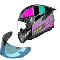 Capacete Moto Ls2 FF810 Vigo Shift Cinza Rosa + Viseira Azul