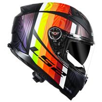 Capacete moto ls2 ff811 vector ii freedom preto fosco camaleão laranja amarelo