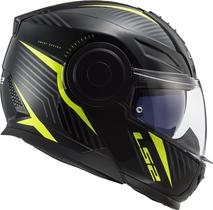 Capacete Moto Ls2 SKID FF902 Preto Amarelo Articulado