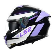 Capacete moto ls2 stream ii ff808 gran camaleão lilas com oculos solar