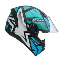 Capacete Moto Masculino e Feminino Peels Spike 2 1ST Preto e Verde Água Brilhante Motociclista