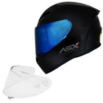 Capacete Moto Masculino Feminino Asx City Preto Viseira Azul