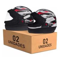 Capacete Moto Masculino Feminino San Marino Automático Grafic Kit 2 Unidades