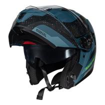 Capacete moto masculino motoqueiro articulado escamoteavel robocop esçportivo race tech signal gear azul preto fosco
