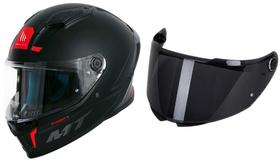 Capacete moto masculino mt helmets stinger 2 solid a1 preto fosco 56 + viseira v-28b fume