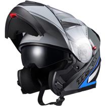 Capacete Moto MasculinoTexx Gladiator V3 Makan Cinza Azul