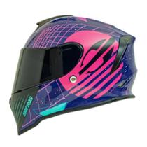 Capacete Moto Mormaii M1 Starry Azul Rosa Brilho