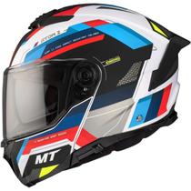 Capacete moto motoqueiro mt helmets atom 2 bast a0 articulado robocop oculo preto azul branco tam 60