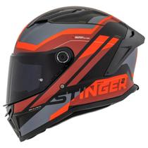 Capacete moto motoqueiro mt helmets stinger 2 templo b5 preto vermelho fosco tam 58