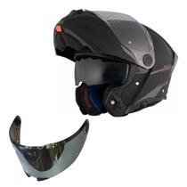 Capacete Moto Mt Atom 2 Articulado Preto Fosco Viseira Ouro