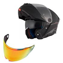 Capacete Moto Mt Atom 2 Articulado Preto Fosco Viseira Red