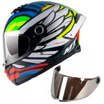 Capacete Moto Mt Thunder 4 Drax B7 Azul + Viseira Prata