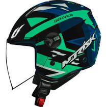 Capacete Moto Norisk Orion Denver Azul Verde