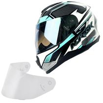 Capacete Moto Norisk Razor Speedmax Verde Viseira Azul Light Capacete Moto Norisk Razor Speedmax Verde Viseira Azul Light